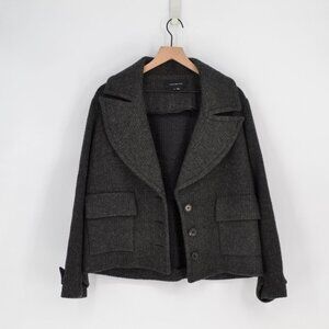 Alexander Wang Oversized Jacket Dark Gray Women's 2 Wool Blend Runway Ribbed